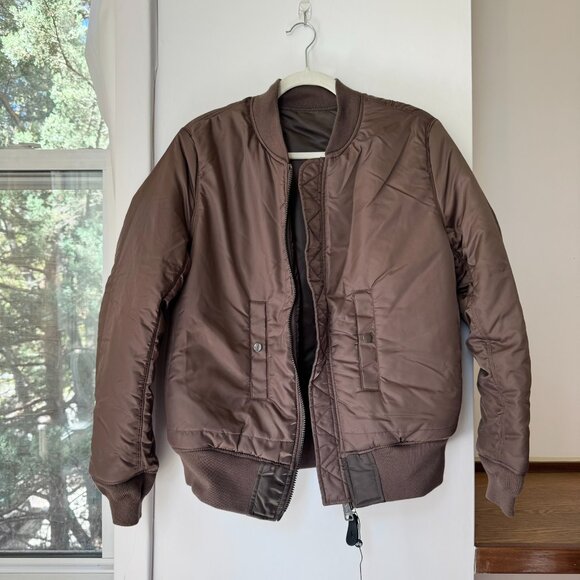 New Alpha Industries MA-1 Reversible Bomber Jacket Brown Womens Small - Picture 9 of 12